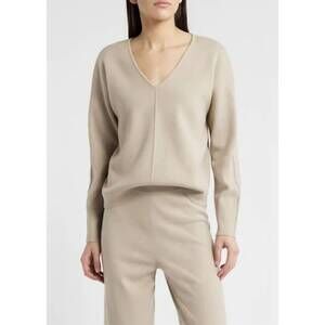 NEW RAILS hollyn v-neck sweater in heather oatmeal